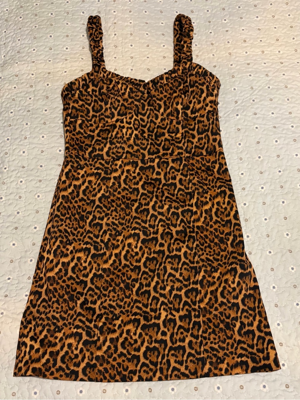 Zara Leopard 🐆 Animal Print Mini Bodycon Dress With Sweetheart Neckline USA 5
